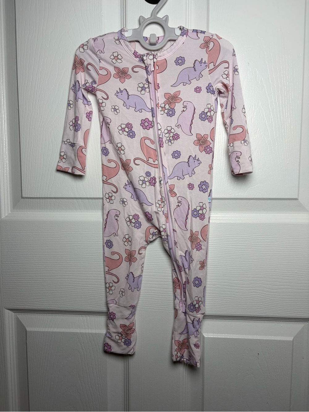 Posh Peanut Erica Dinosaur Floral Bamboo Convertible Zippy 6-9M Pajamas